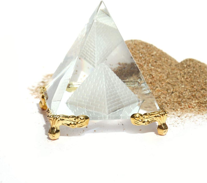 Together-Life Crystal Pyramid Prism, Feng Shui Crafts Meditation Crystal with Gold Stand for Home Office Art Decor, Pyramids Gift, Stand for Prosperity, Positive Energy and Good Luck(6cm) - Image 2